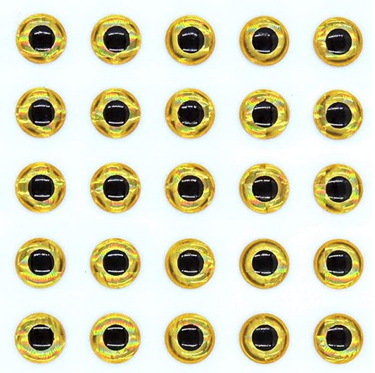1/4 Inch Stick-on Eyes - Gold (25-Pack)