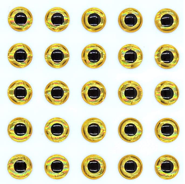 1/4 Inch Stick-on Eyes - Gold (25-Pack)