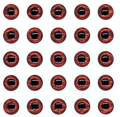 1/4 Inch (6mm) Stick-on Eyes - Red (24 Pack)